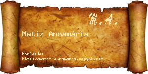 Matiz Annamária névjegykártya